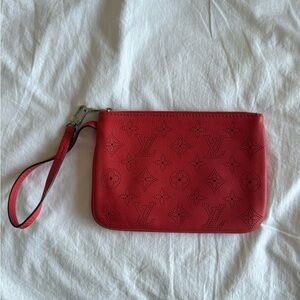Louis Vuitton Red Perforated Monogram Wristlet